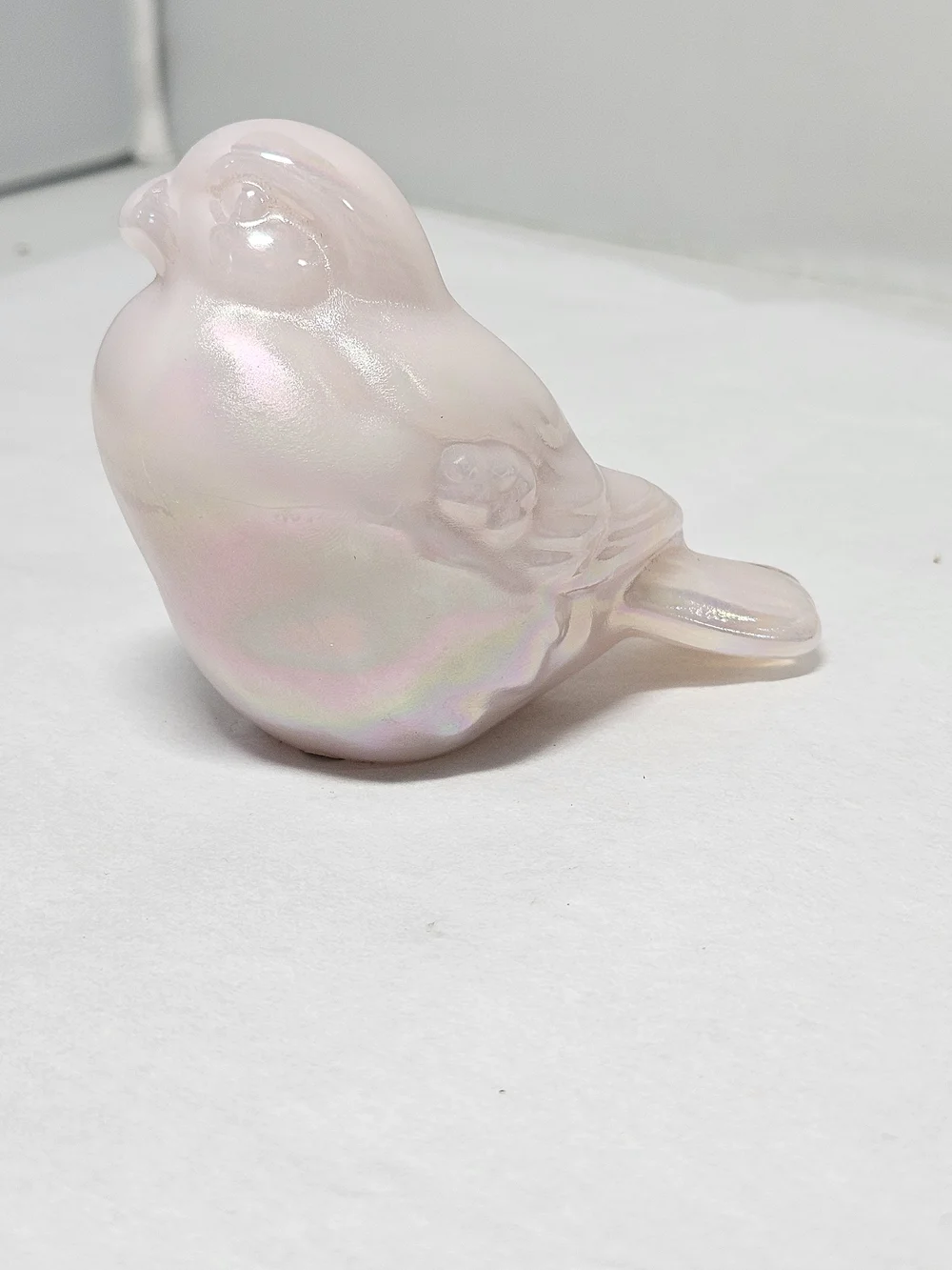 Vintage Fenton Art Glass Iridescent Pink Decorative Bird Figurine Figure